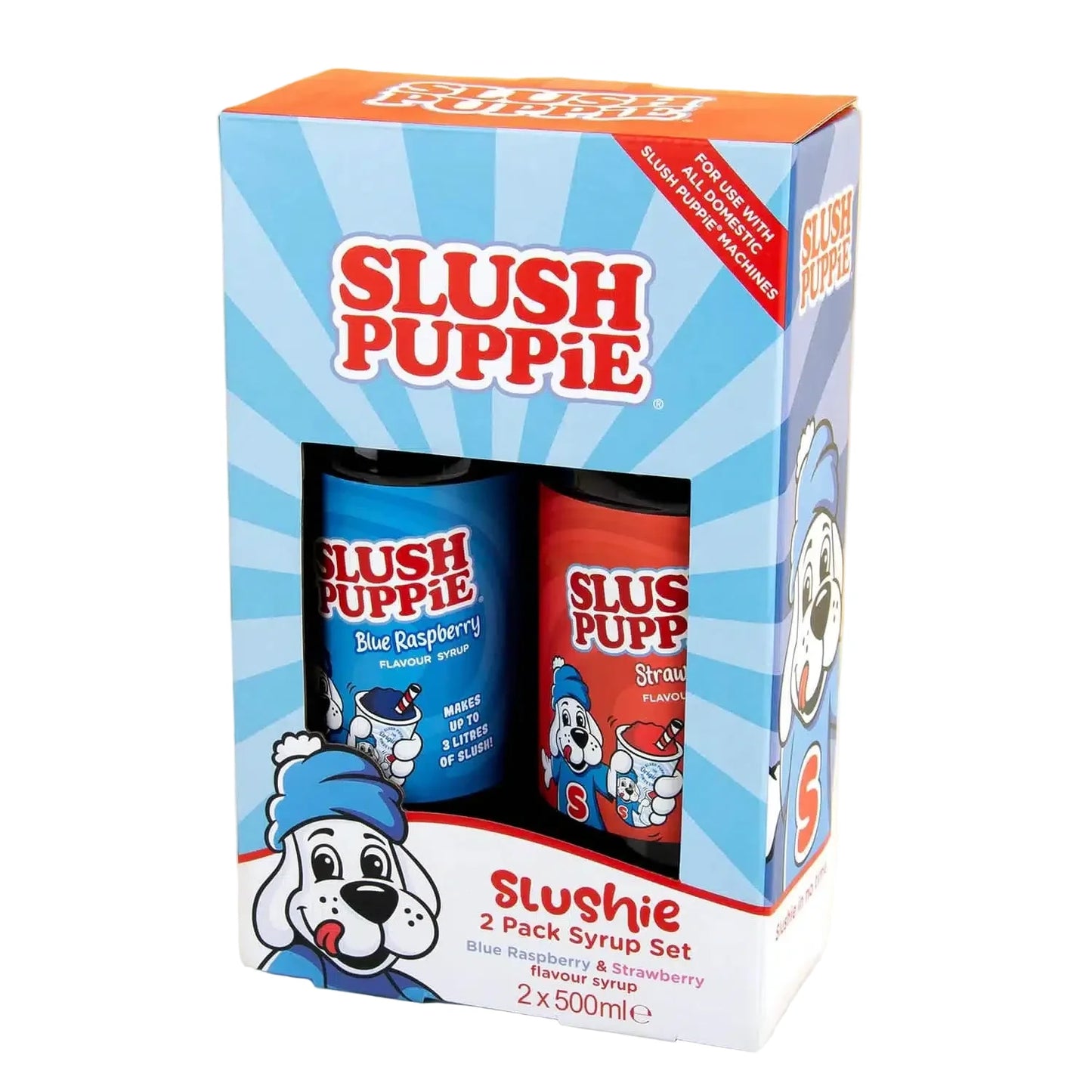Slush Puppie Syrup - Original 2PK 500ML Syrup Set - Blue Raspberry/Strawberry