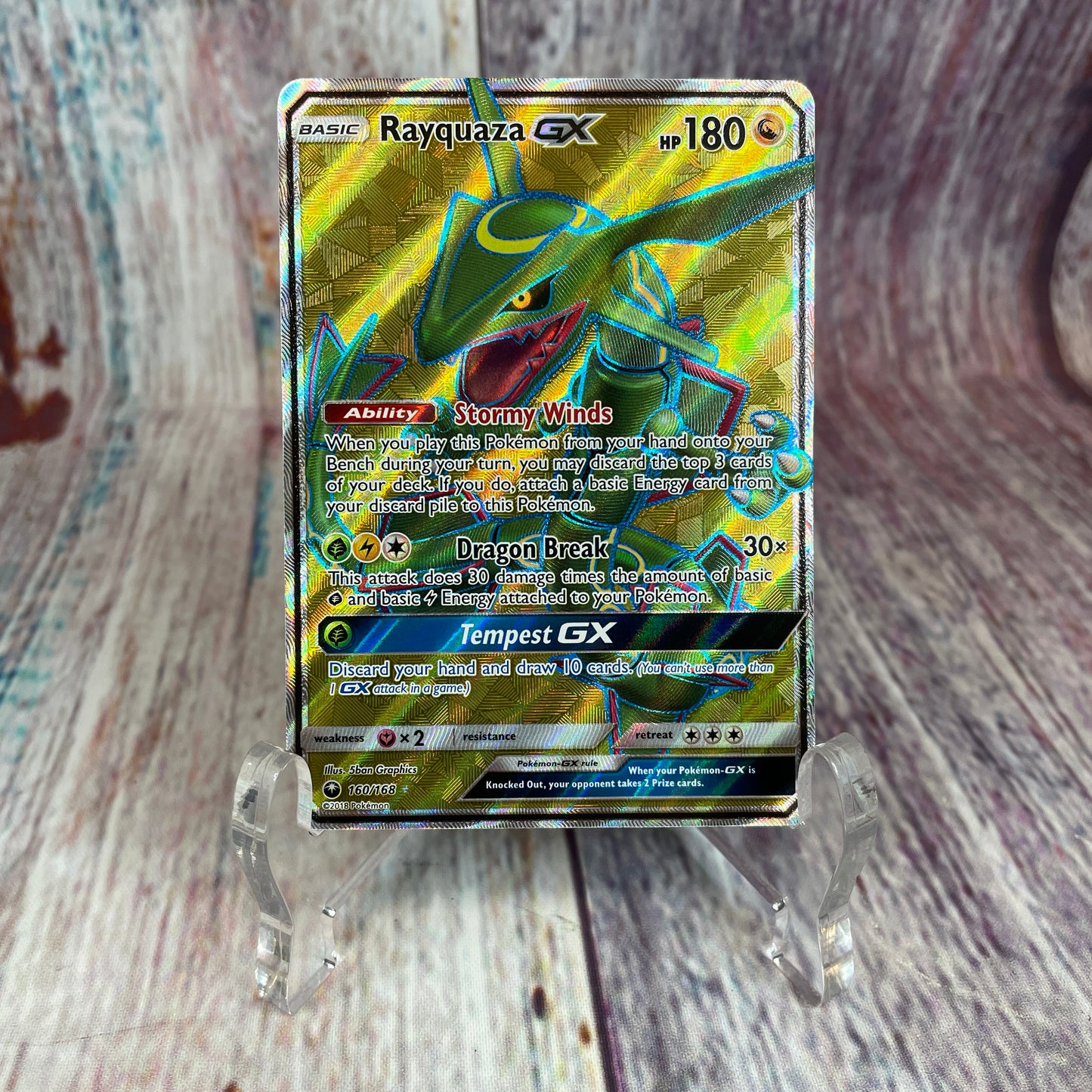 160/168 - Celestial Storm: Rayquaza GX (NM/Mint)