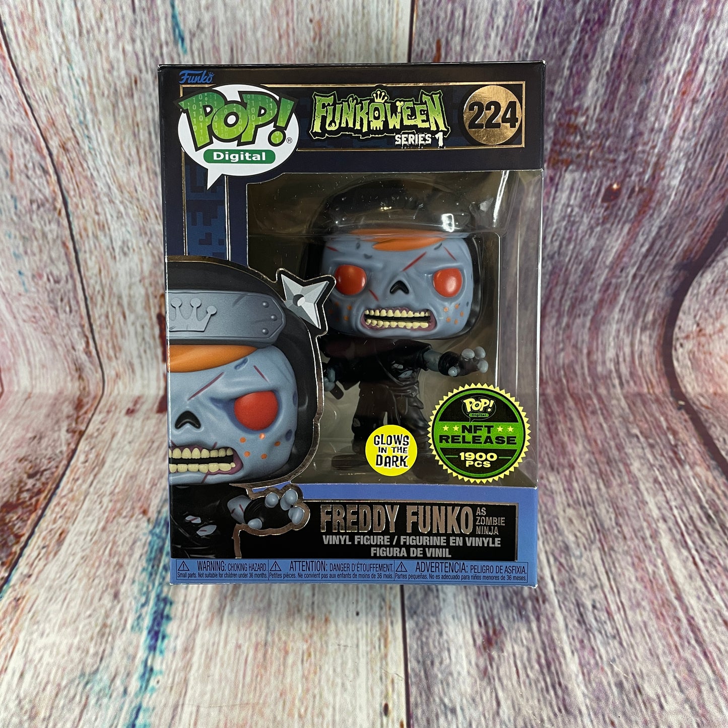 224 Funkoween Series 1, Freddy Funko as Zombie Ninja (Glow, NFT Release 1900 PCs)